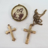 Antique Religious Jewelry- 2 gold filled crosses