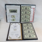 2 sets of 4 uncut $2 notes 1995 & 2003