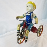 Vintage Tin Kiddy Cyclist Windup - works