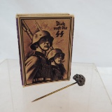 German WWII SS totenkopf stick pin & matchbook