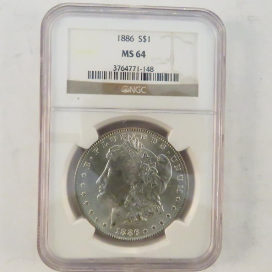 1886 Morgan Silver Dollar NGC Graded MS64