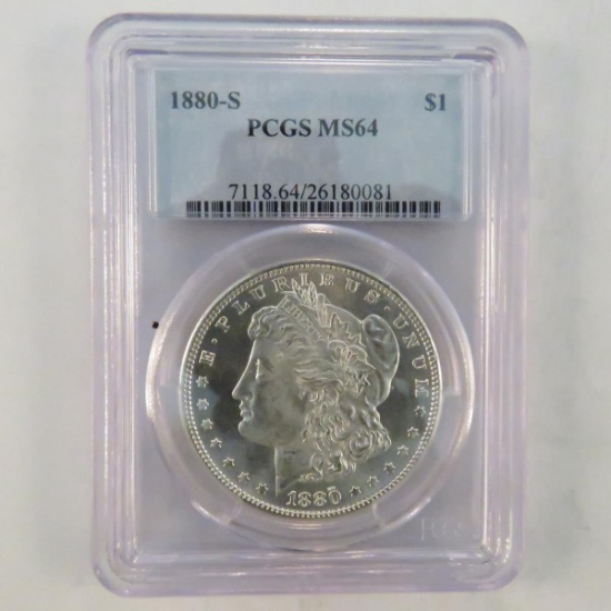 1880 S Morgan Silver Dollar PCGS Graded  MS64