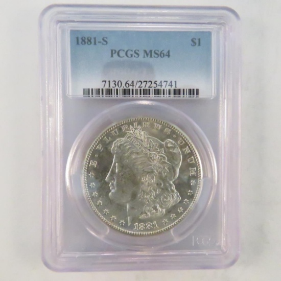 1881 S Morgan Silver Dollar PCGS Graded MS64