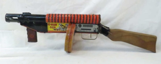 MARX G-Man Wind Up Toy Tommy Gun - Works
