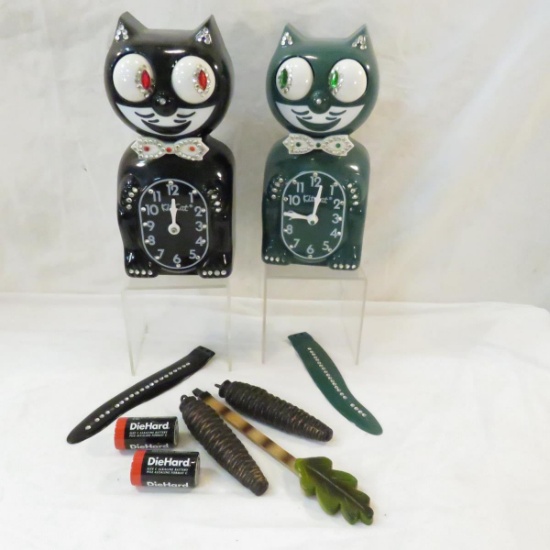 2 Kit Cat Fancy Wall Clocks