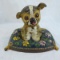 Antique cast iron Fido puppy on pillow Bank