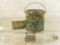 Vintage Fairway brand tin, glass rolling pin, box