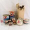 Vintage Red Owl tins, coffee, spice, rolled oats