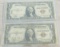 2 1935A Hawaii $1 Silver Certificates