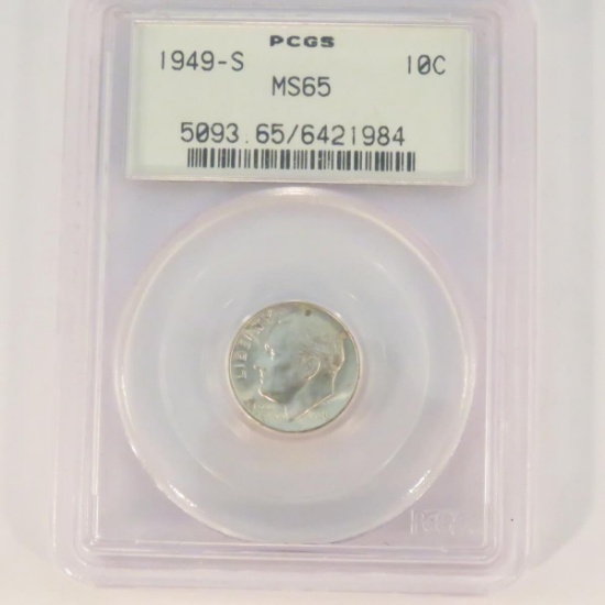 1949 S Roosevelt Dime PCGS Graded MS65