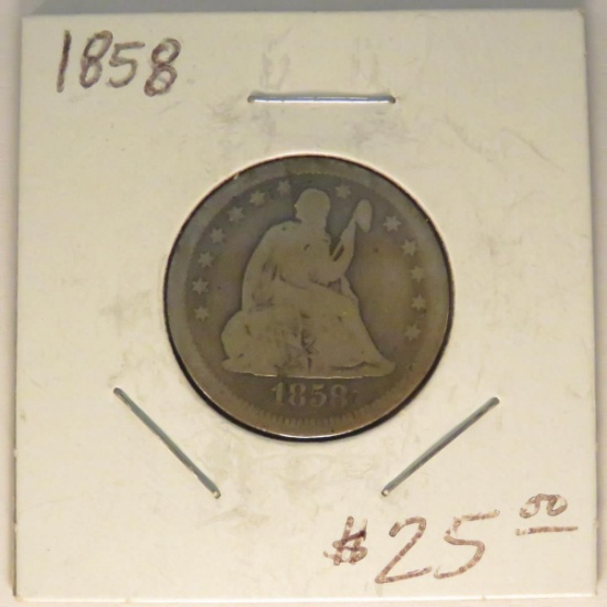 1858 Seated Liberty Quarter