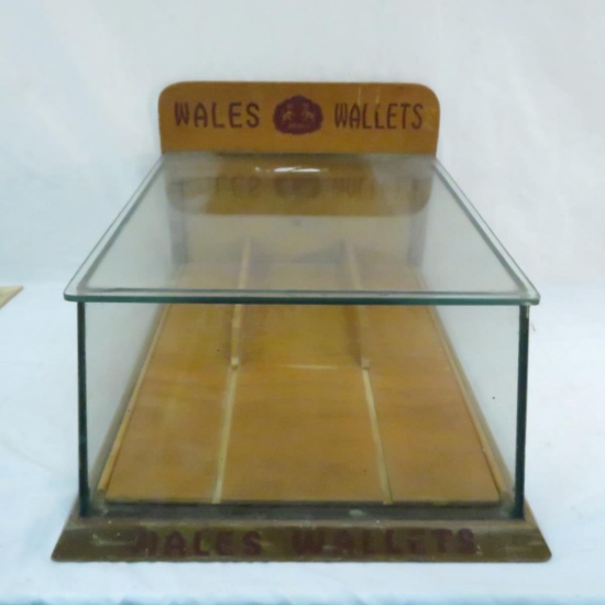 Vintage Wales wallets counter display case