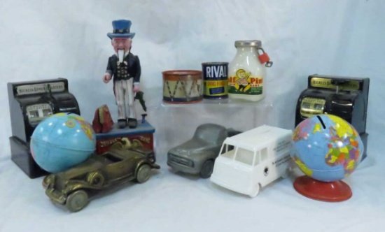 Bank collection, cash registers, Globe Banks, cars