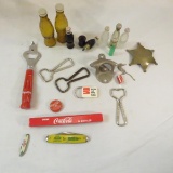 Coca Cola collectibles, openers, small bottles