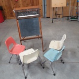 Vintage child's Blackboard & 4 child's chairs