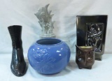 Red Wing art Pottery vases, Fish Flower Frog