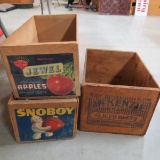 3 Vintage wood fruit crates