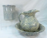 Sponge Ware pitcher & Basin & canister with lid