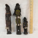 3 Primitive African native dolls