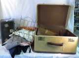 Vintage suitcase, doll case, doll bed and clothing