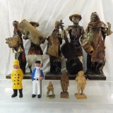 Carved wood & mache figurines & more