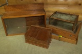 5 Vintage display cases glass & wood