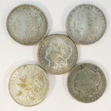 5 Morgan Silver Dollars1878s,1880,1889,1899o,1921d
