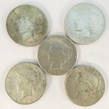 5 Peace Silver Dollars1923,1923s,1924x1925x2