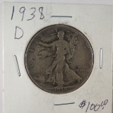 1938 D Walking Liberty Half Dollar Key Date