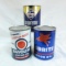 3 full one quart vintage Petroliana oil cans