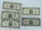 1 1928 D & 4 1953 $2 Red Seal Notes