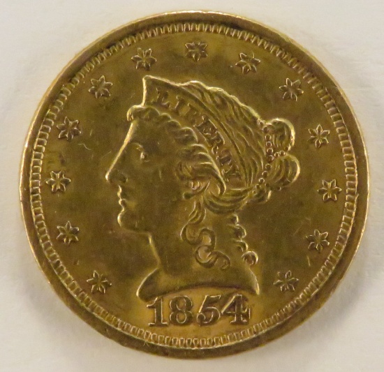1854 $2 1/2 Gold Liberty Head Quarter Eagle