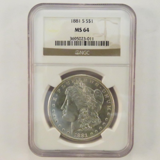 1881 S Morgan Silver Dollar NGC Graded MS64