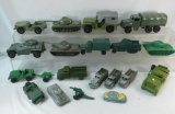 20 1960s Metal & Plastic Army Military Toy Trucks