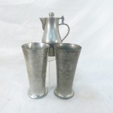 WWII German bring back pewter cups & creamer