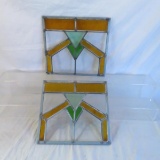 Pair of leaded glass windows 11 1/4 x10 1/4