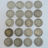 20 Mixed Date Silver Barber Half Dollars