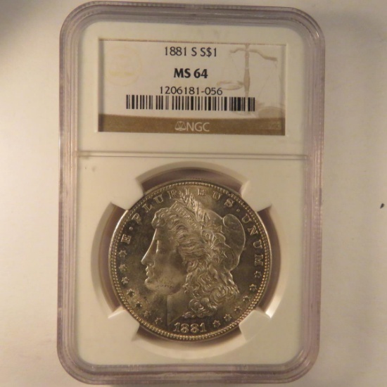 1881 S Morgan Silver Dollar NGC Graded MS64