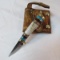 Signed custom knife with bone, turquoise and brass