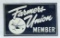 Vintage Farmers Union member tin sign