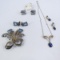 Sterling silver cufflinks, pin & earrings 54gtw