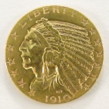 1910 S $5 Gold Indian Head Half Eagle