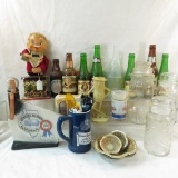 Hamm's mug & Bottles, Charlie the bartender, etc