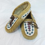Cree Native moosehide beaded moccasins 1940s