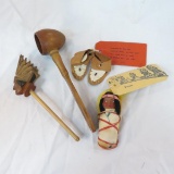 Vintage Native American souvenirs with mail tags