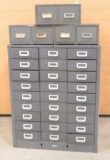 Set of metal card file cabinet drawers