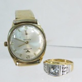 Men's 10KGF ring and Wittnauer watch with GF bezel