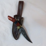 Custom knife with wood and brass inlaid handle