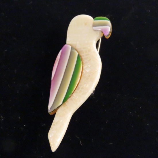 Lea Stein Parrot brooch made in Paris France