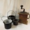 Cast iron triple pot & coffee grinder